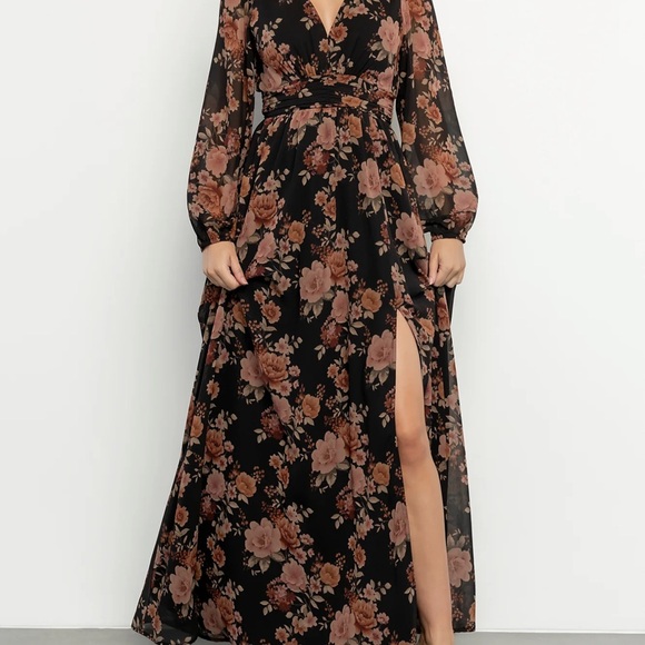 Baltic Born Dresses & Skirts - Baltic Born Black Maxi Dress with Brown Floral Print